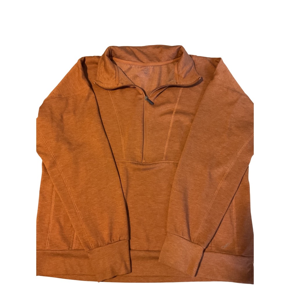 Freely Women's Orange Heathered Quarter Zip Pullover Sweatshirt Size XL